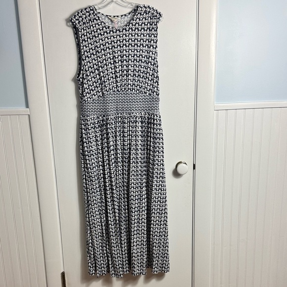 Boden Thea Sleeveless Midi Dress Blue and White Tulip Print Size 12 - Picture 2 of 10